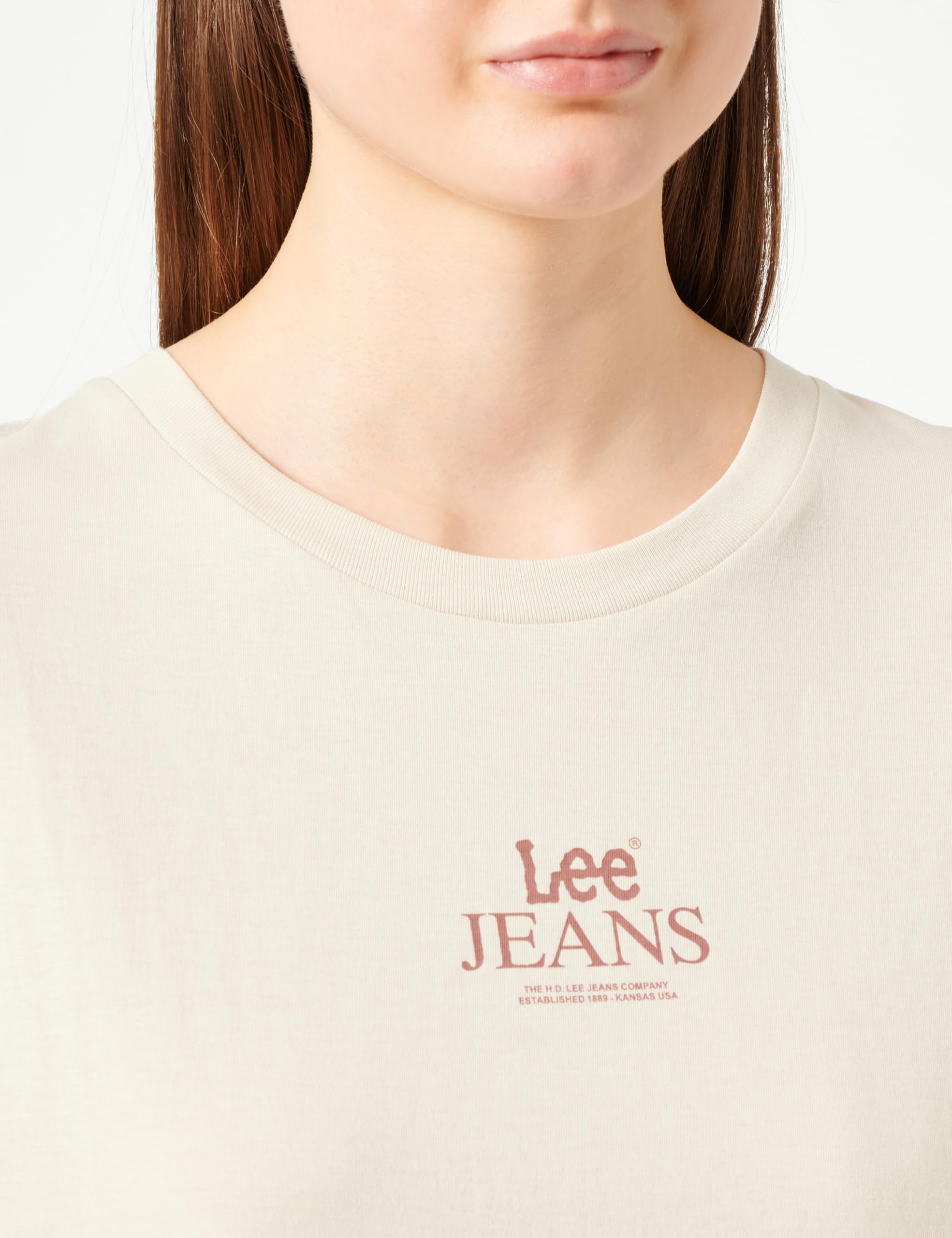 Lee Graphic Crew T-shirt femme beige soy bean col ras-du-cou