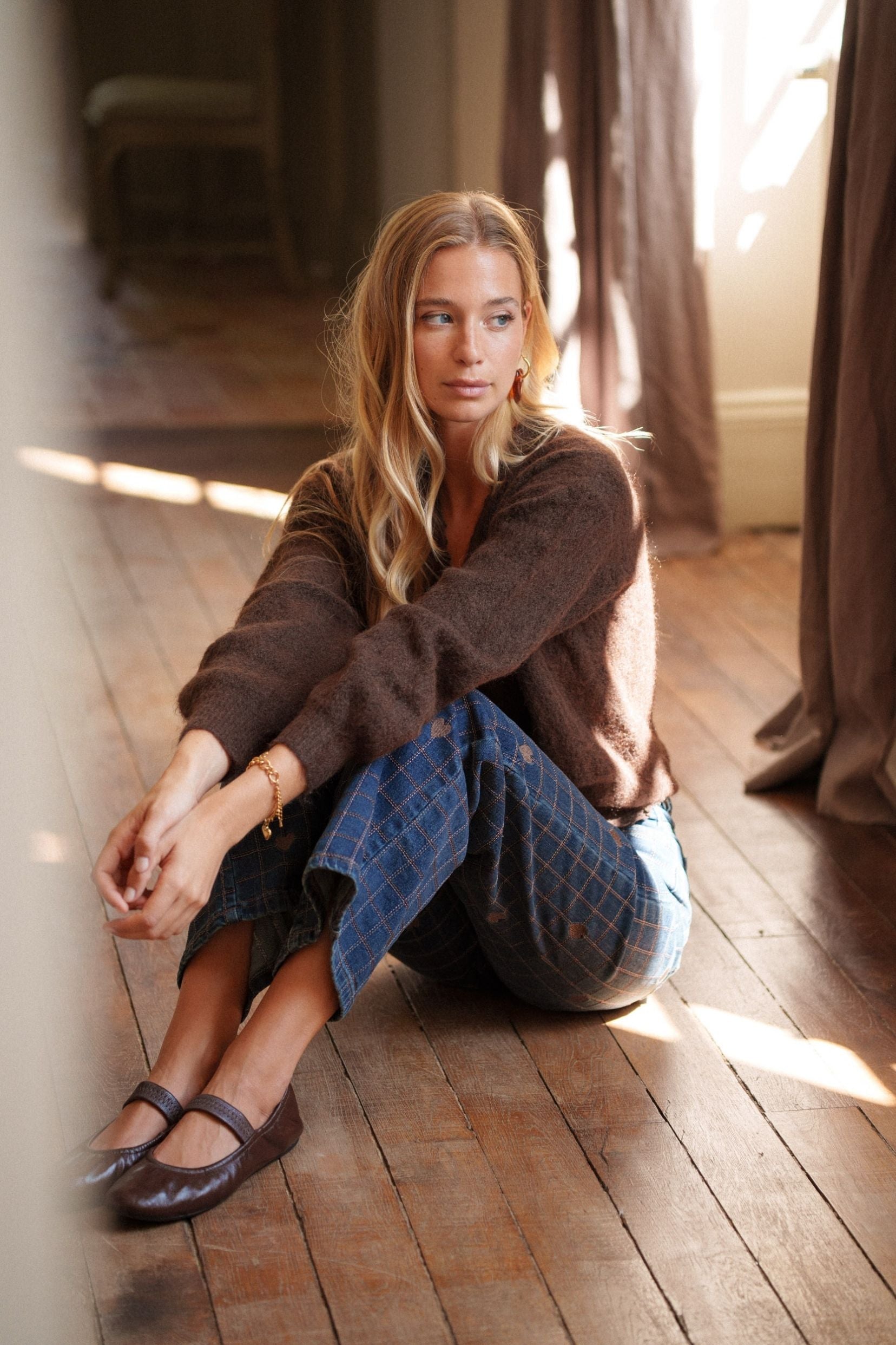 Maison Onado Pippa pull cache-cœur chocolat