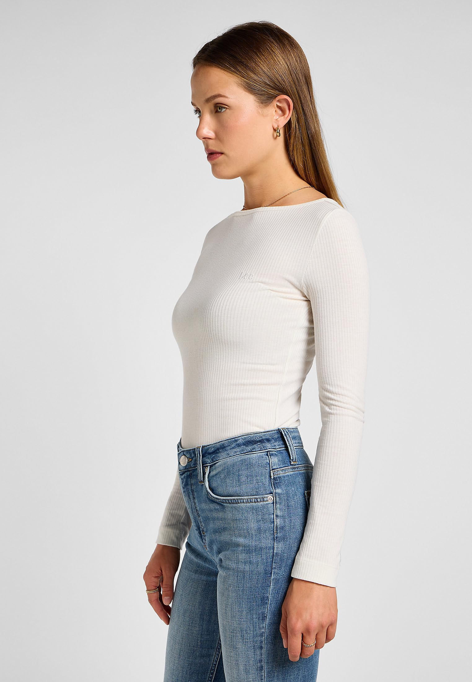 Lee Ls Boat Neck Tee t-shirt écru M col bateau