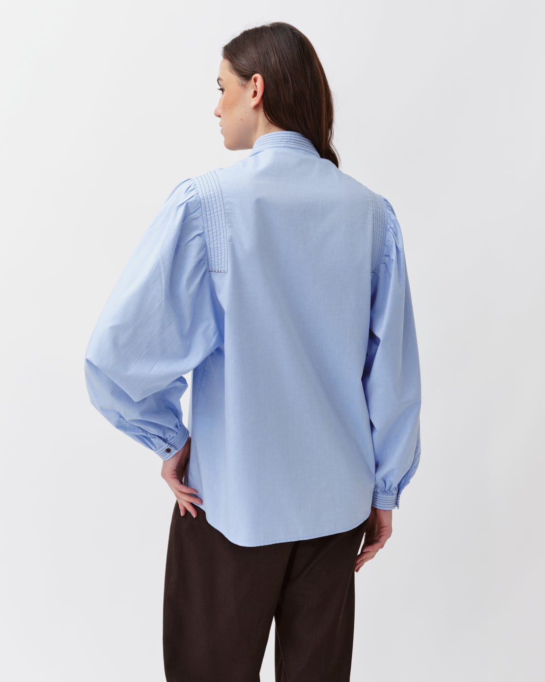 DIEGA CAMOA chemise ciel col officier coton
