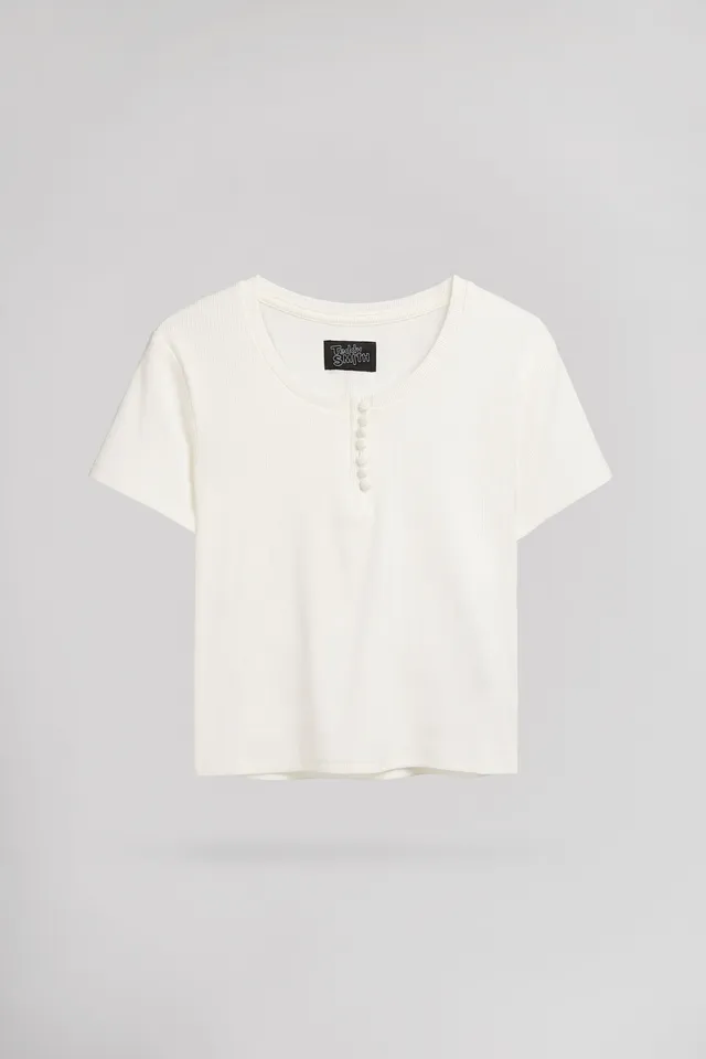 Teddy Smith T-Lol MC Middle White t-shirt femme blanc ajuste