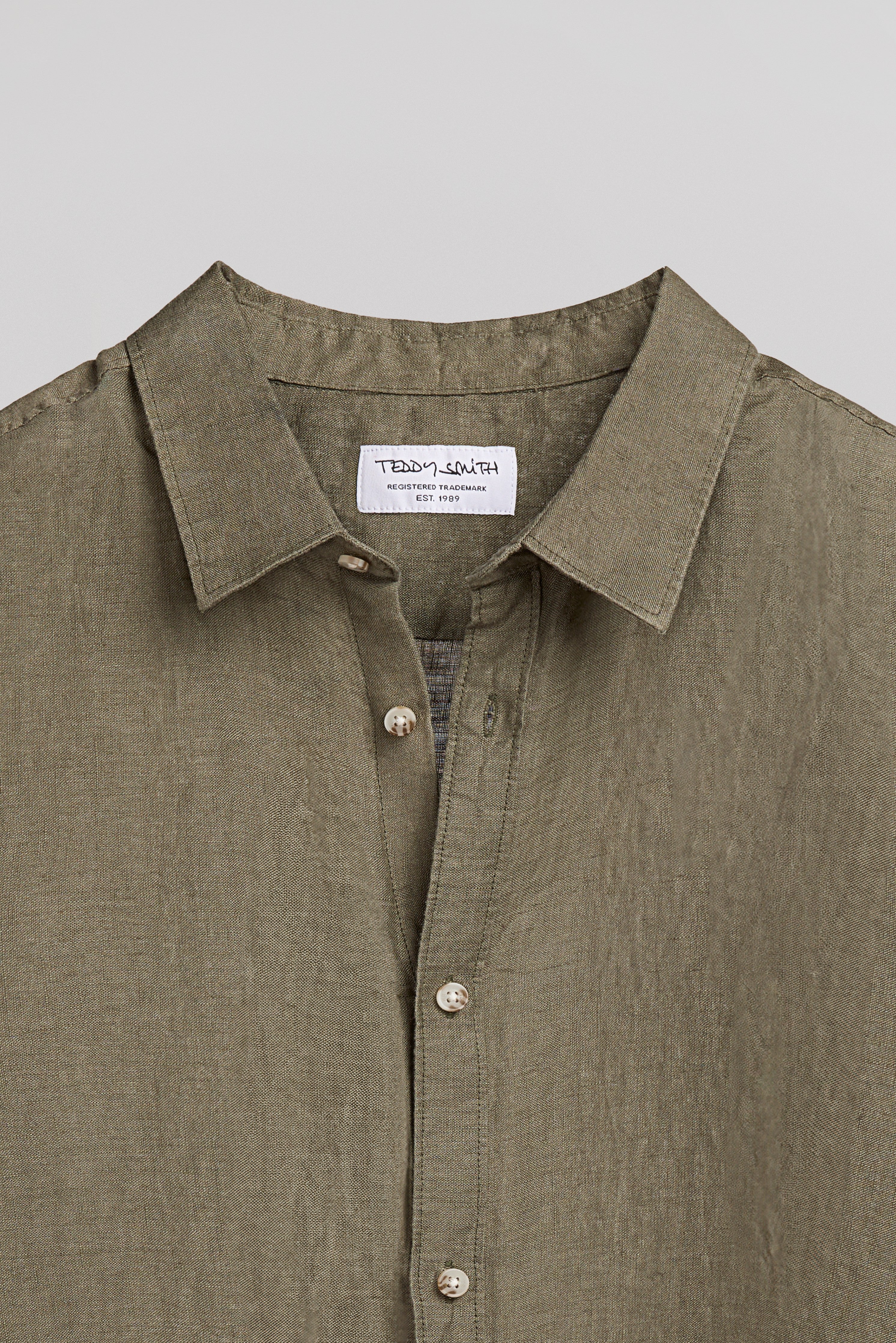 Teddy Smith C-Linen ML chemise lin kaki droite homme