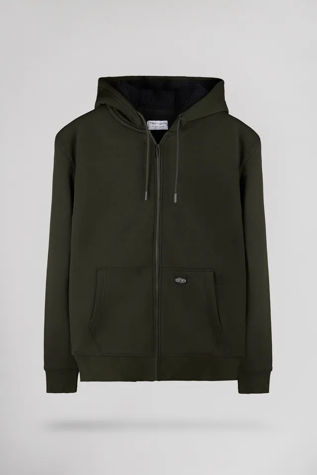 Teddy Smith G-Ony Hoody Zip gilet kaki sherpa homme