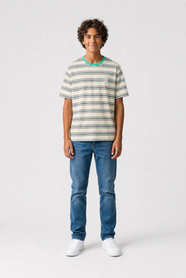 Teddy Smith T-Stripy MC JR t-shirt garçon vert nacre