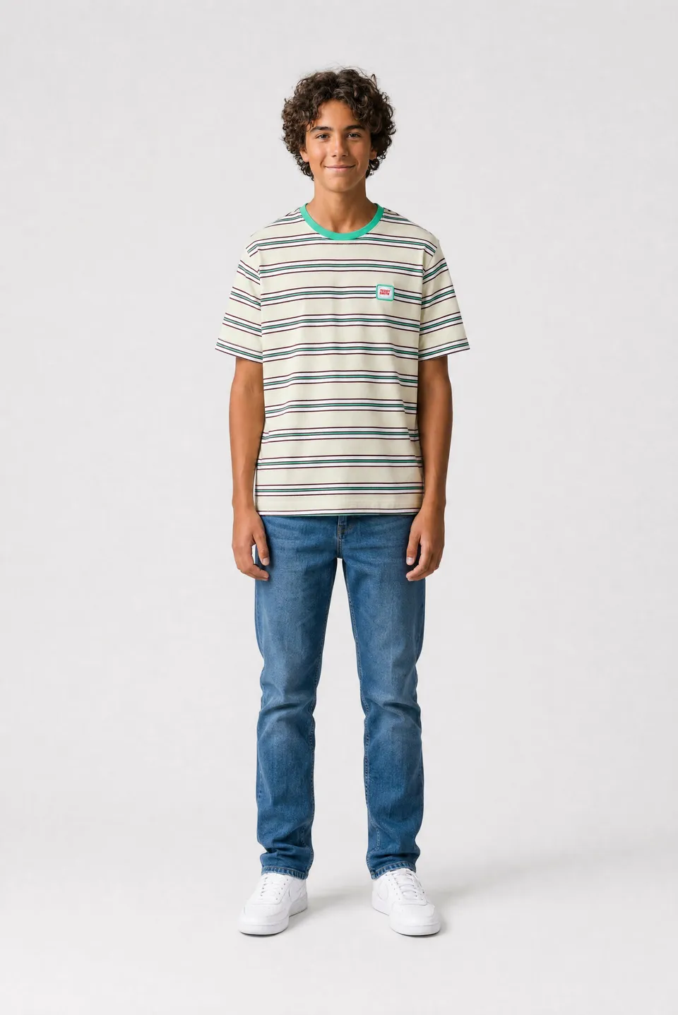 Teddy Smith T-Stripy MC JR t-shirt garçon vert nacre