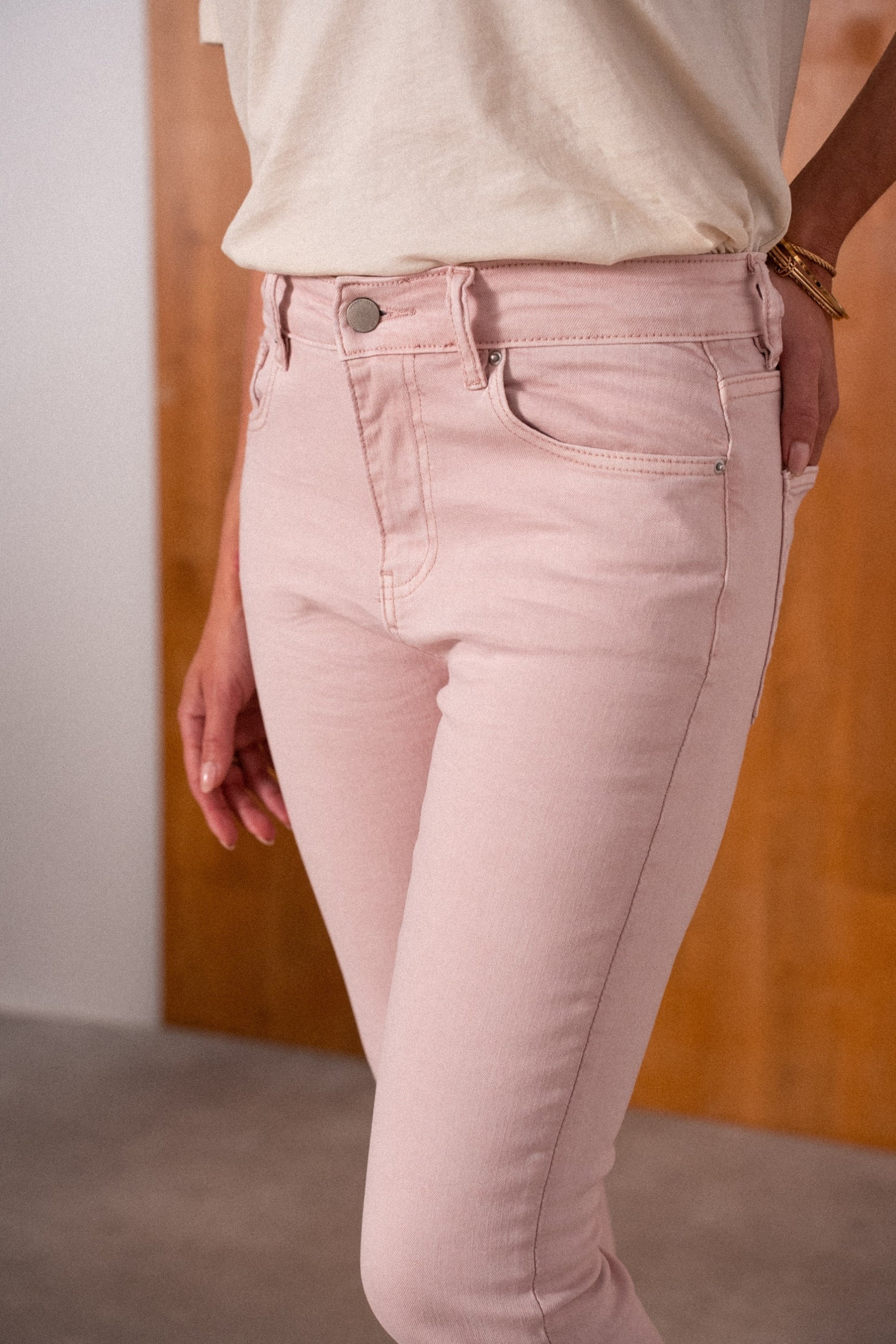 Maison Onado Ymaëlle jean bootcut cropped rose stretch