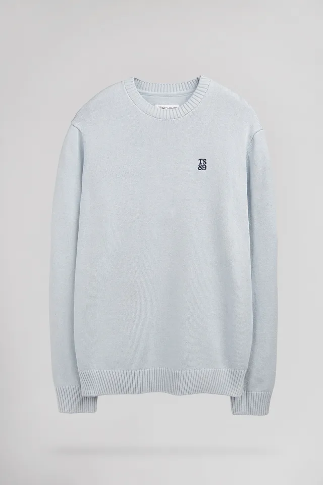 Teddy Smith P-Jimmy pull coton blue shirt col rond