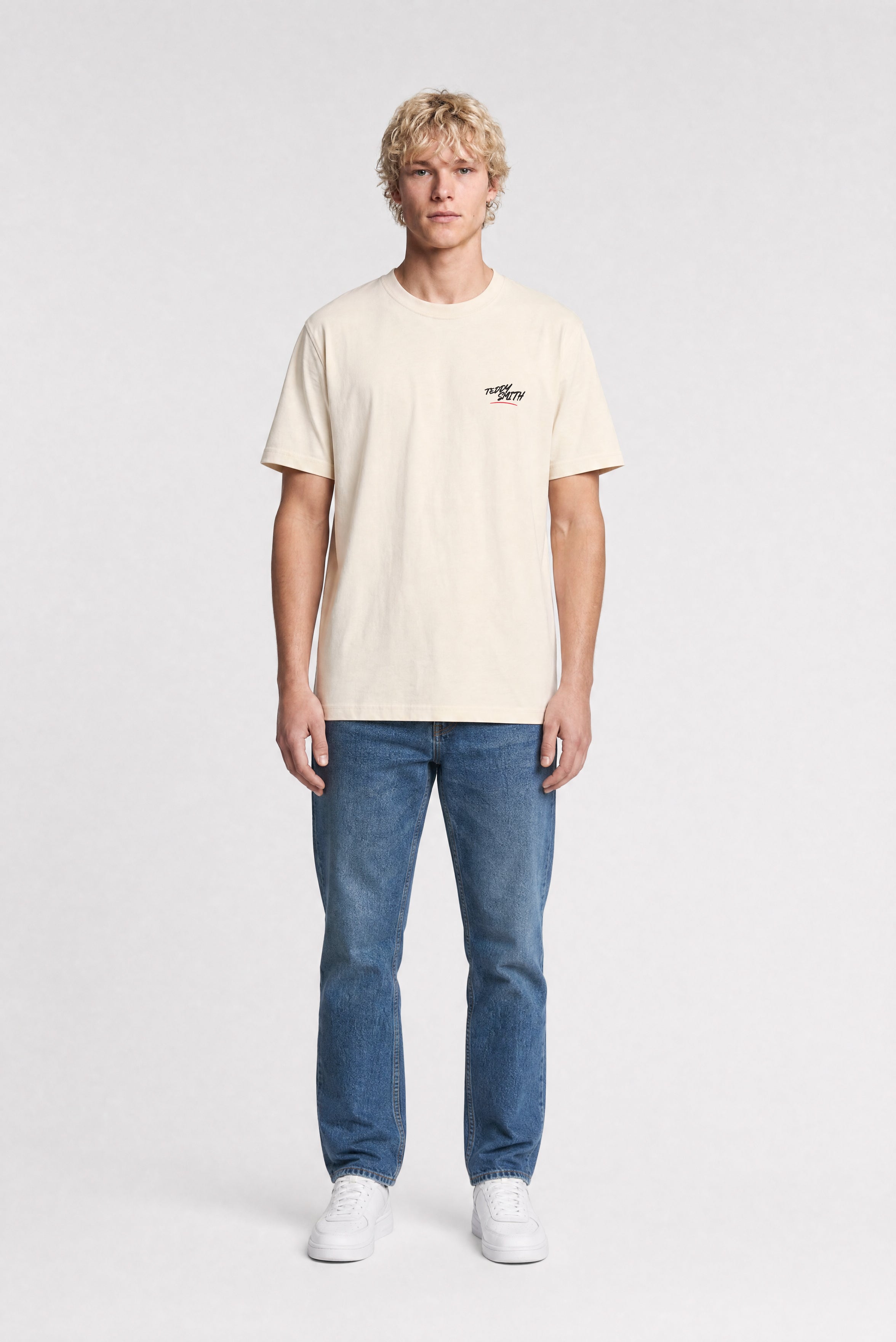 Teddy Smith T-Bigben MC T-shirt homme ample crème graphique
