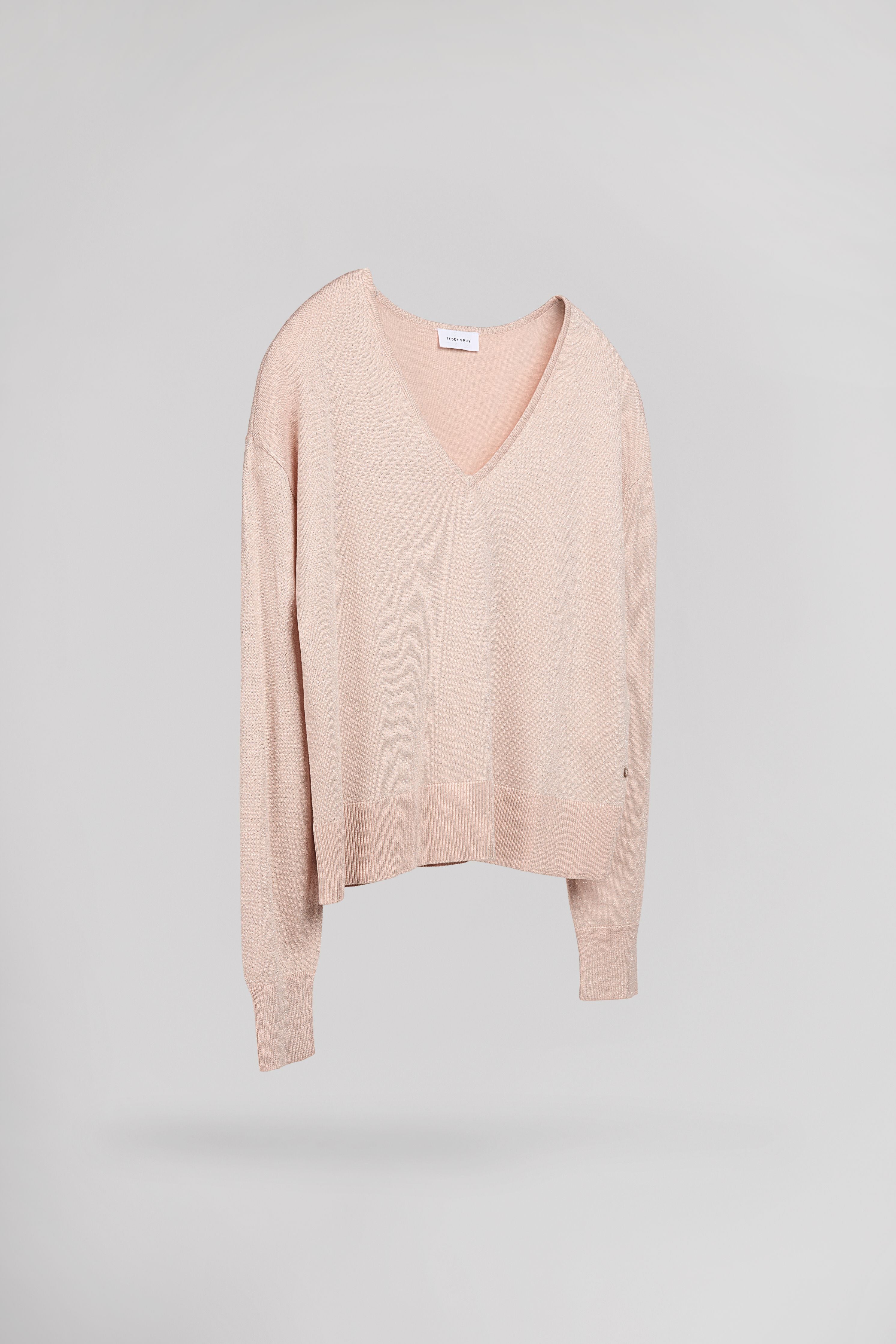 Teddy Smith P-Lizie pull maille femme rose pâle lurex