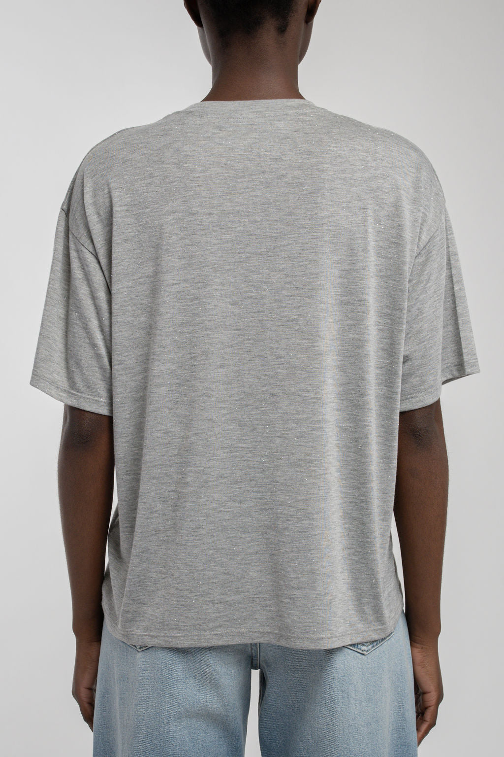 Teddy Smith T-LOUANE MC t-shirt femme gris chiné fil métallisé