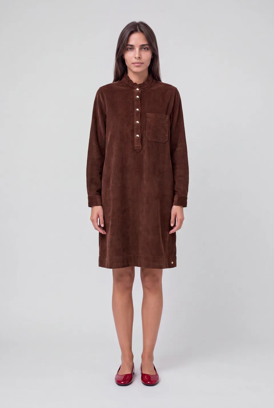 Teddy Smith R-Vicka ML robe velours chocolat femme
