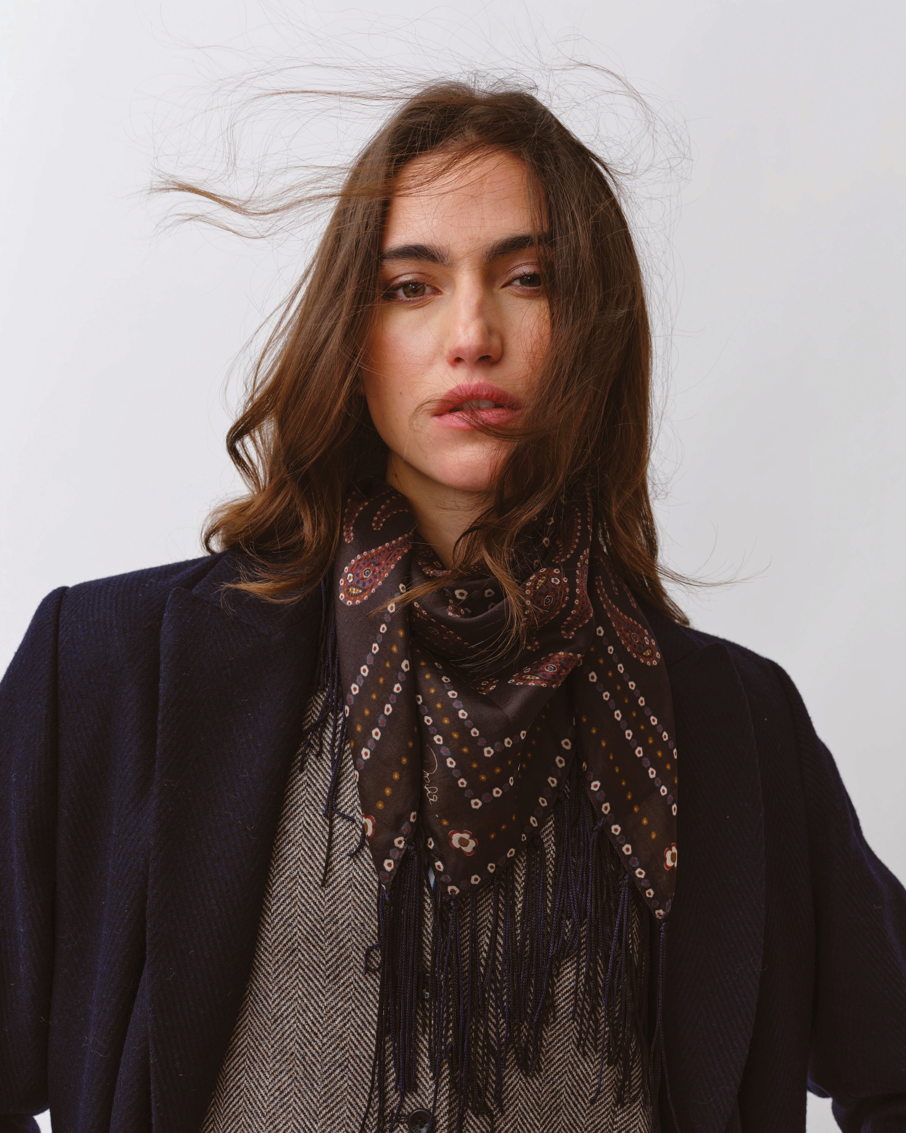 DIEGA FAREO foulard soie noir marine TU