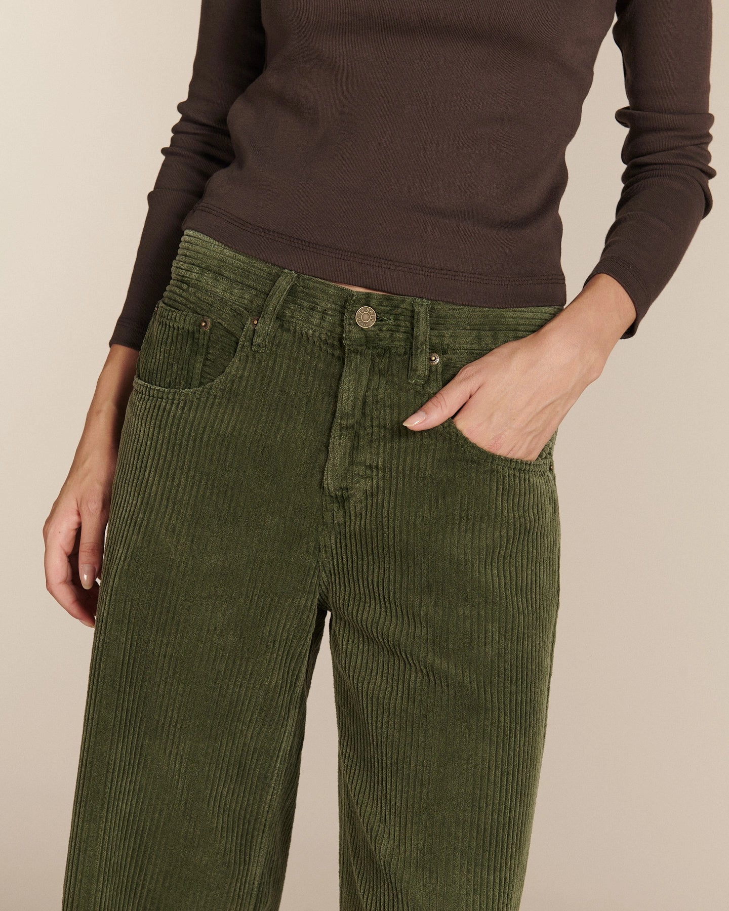 Labdip River Corduroy Dye pantalon velours sauge army coton
