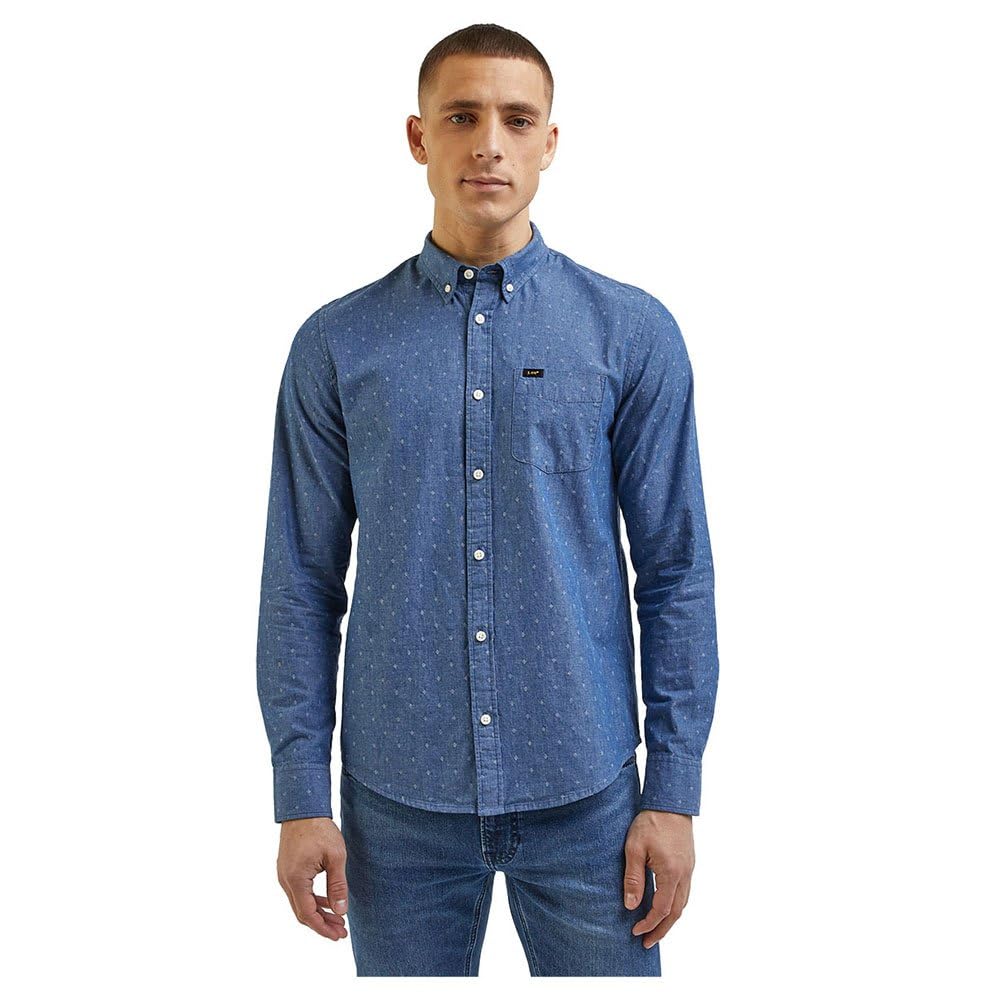 Lee Bouton Down t-shirt homme Prep Blue col boutonné