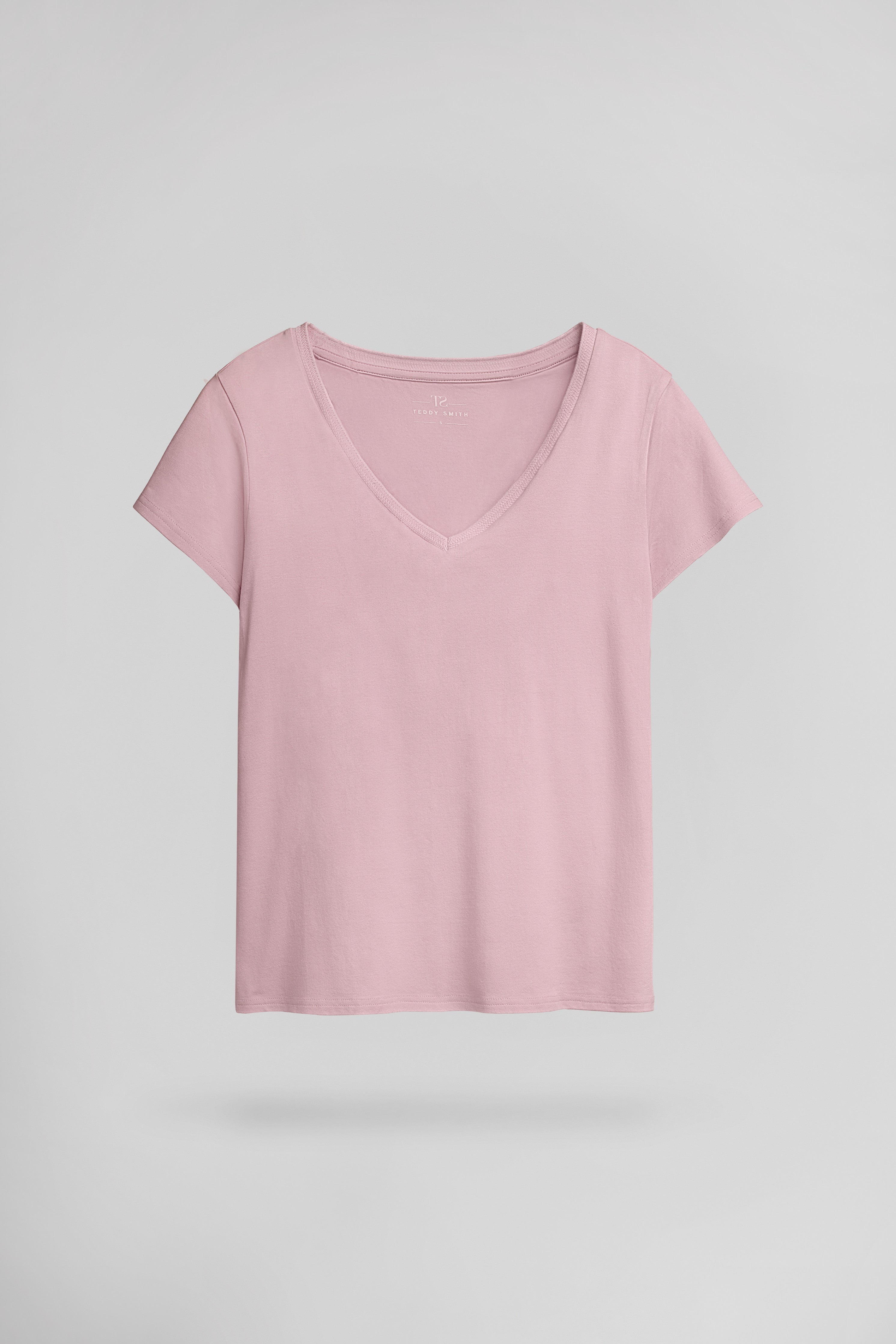 Teddy Smith T-Mia t-shirt col V vieux rose modal