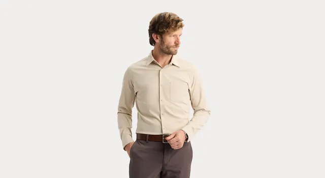 Dockers Go Shirt Long Sleeve chemise beige séchage rapide