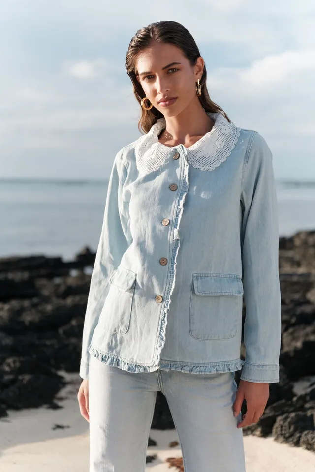 Maison Onado Odette veste jean dentelle 100% coton