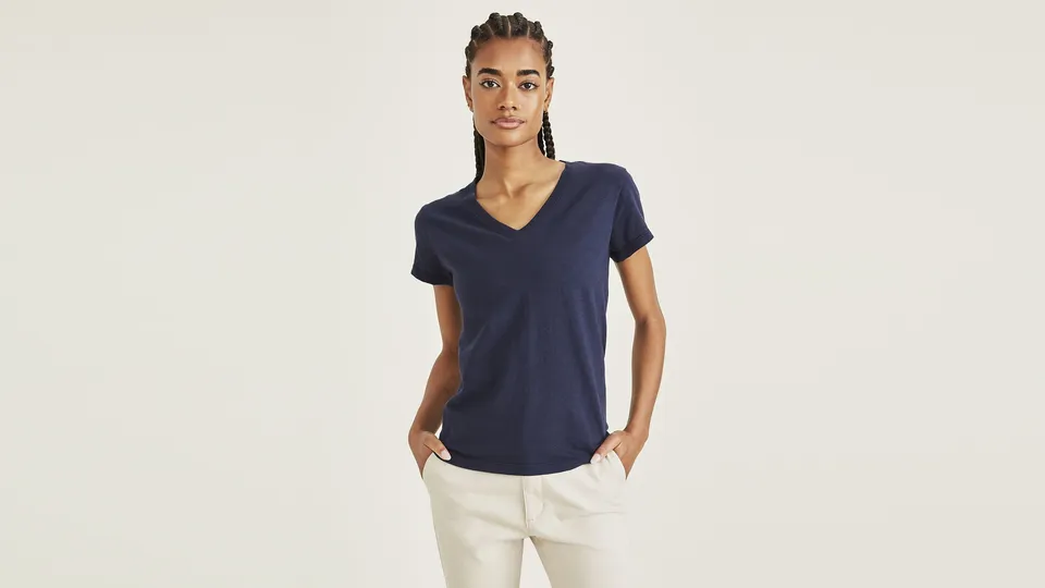 Dockers Favorite t-shirt col V femme bleu marine