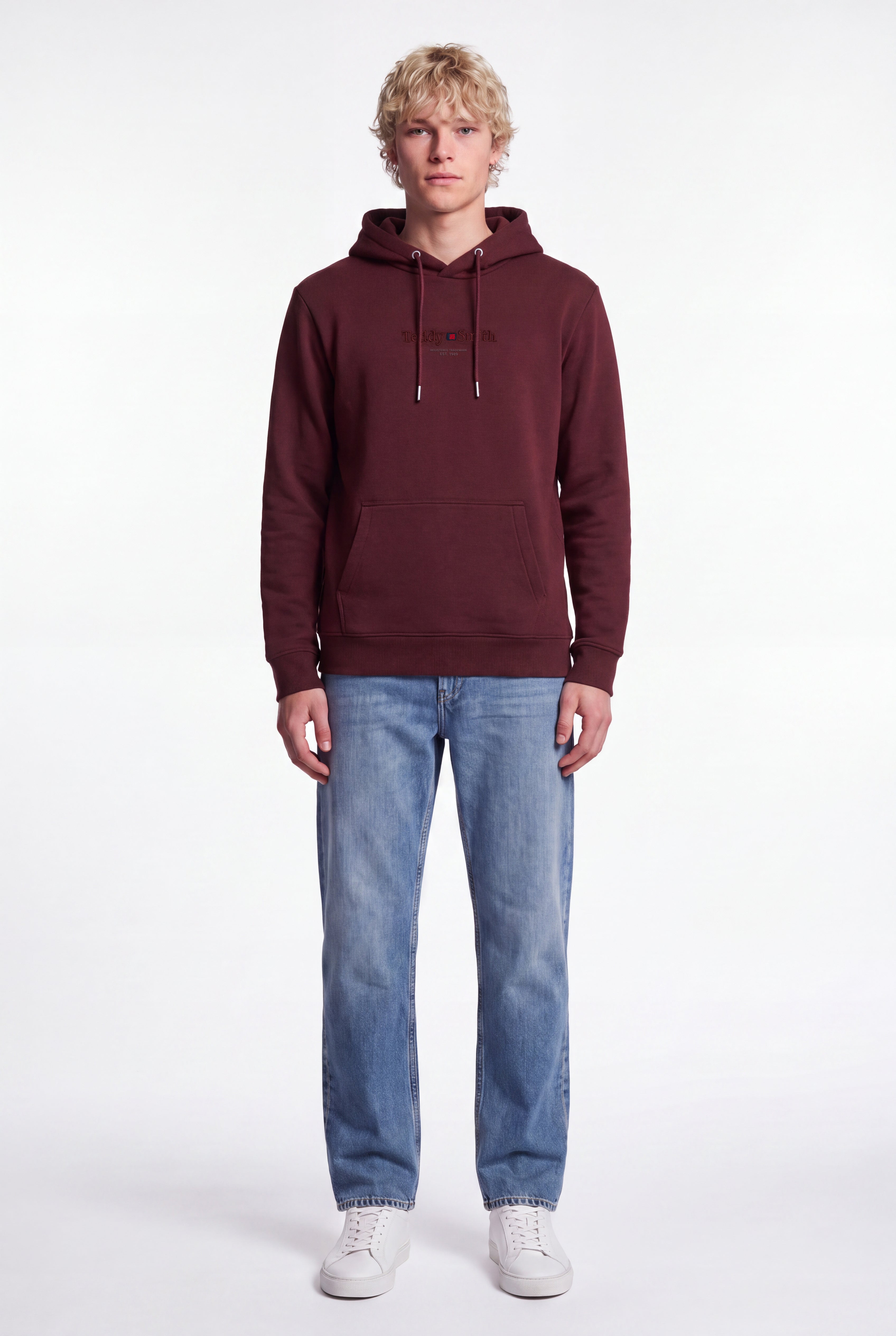 Teddy Smith S-Jim Hoody sweat capuche bordeaux foncé homme