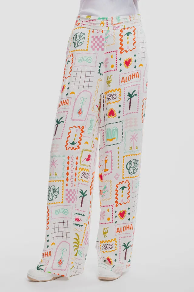 Teddy Smith P-Alex pantalon blanc imprimé large
