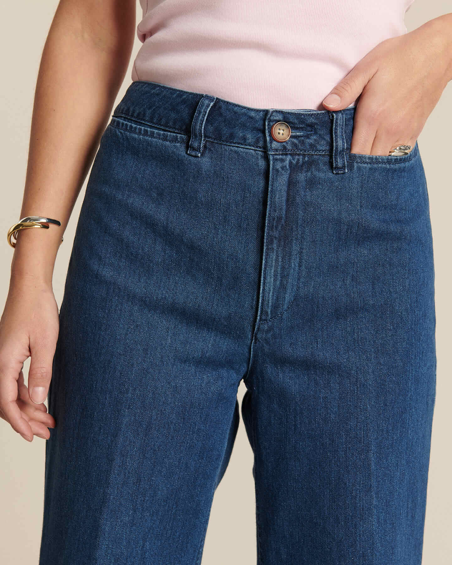 Labdip Swann IN 50 jean large taille haute bleu