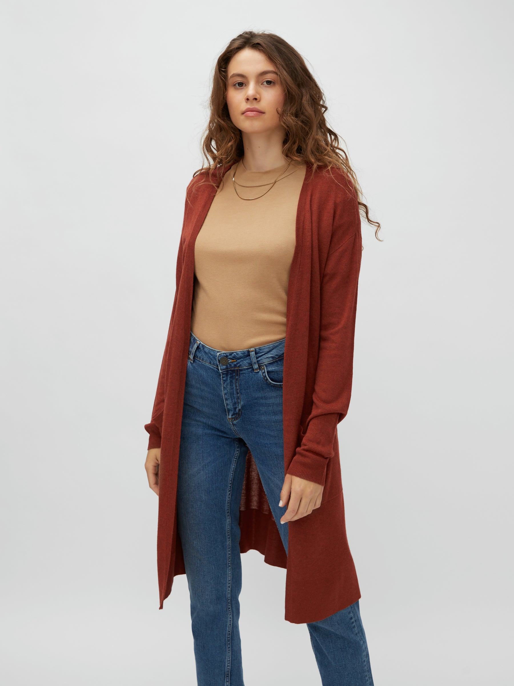 Noisy May gilet long ouvert maille viscose poches