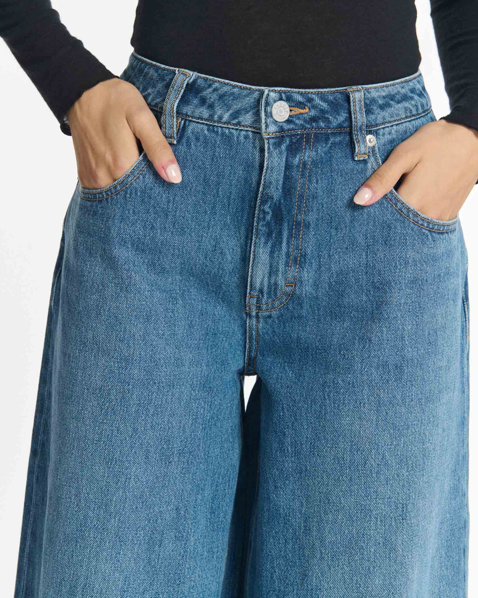 Labdip York Denim IN 30 Mid Blue jean wide leg coton