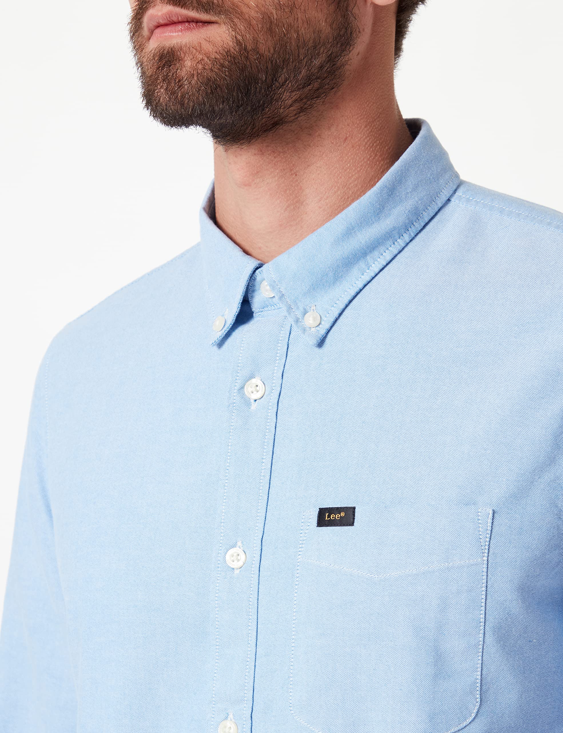 Lee Bouton Down t-shirt homme Prep Blue col boutonné