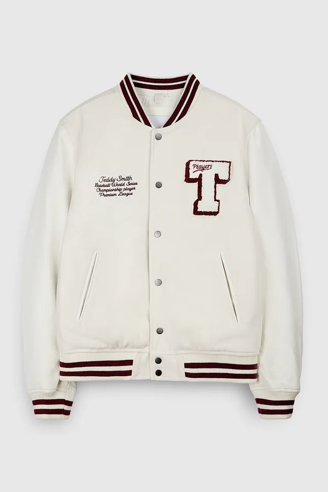 Teddy Smith B-Romeo blouson homme Cream bi-matière