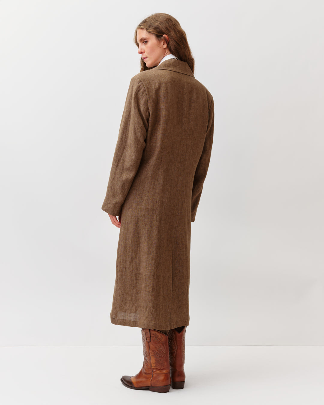 DIEGA MARTIO manteau long droit camel