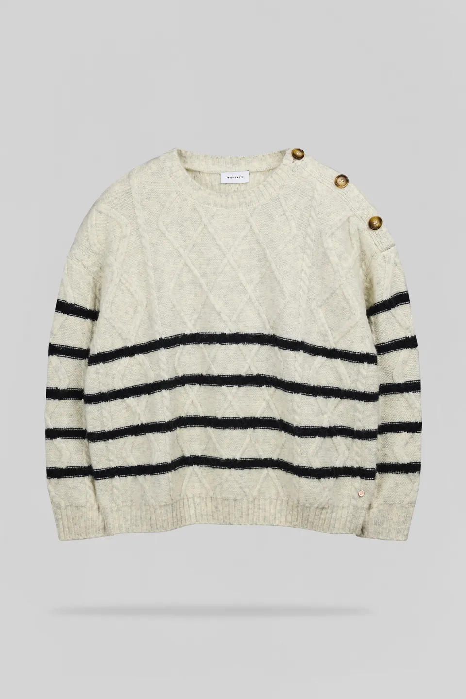 Teddy Smith P-Pola pull oversize ivoire torsadé rayé