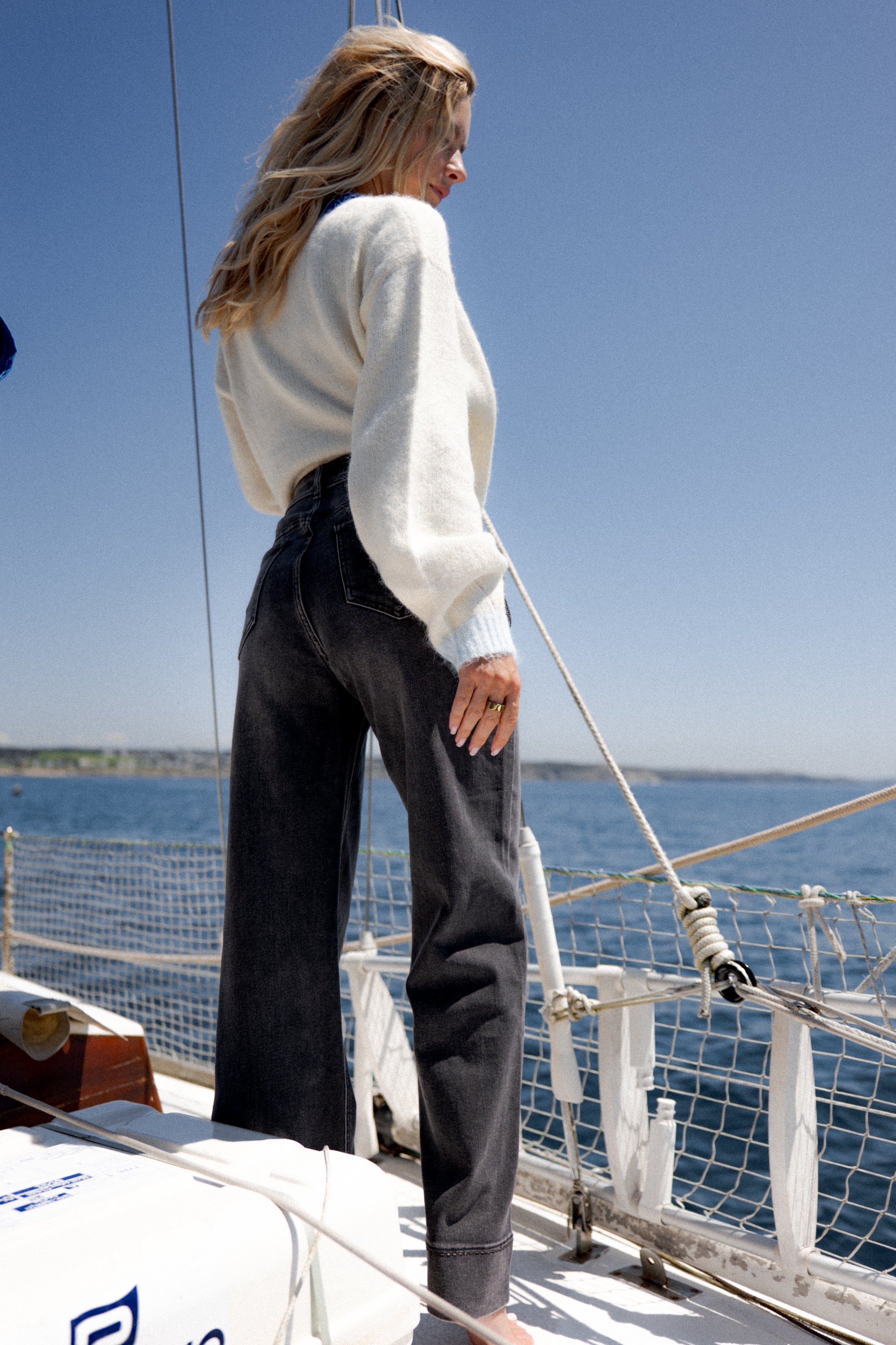 Maison Onado Charlie jean wide leg brodé semi-haut