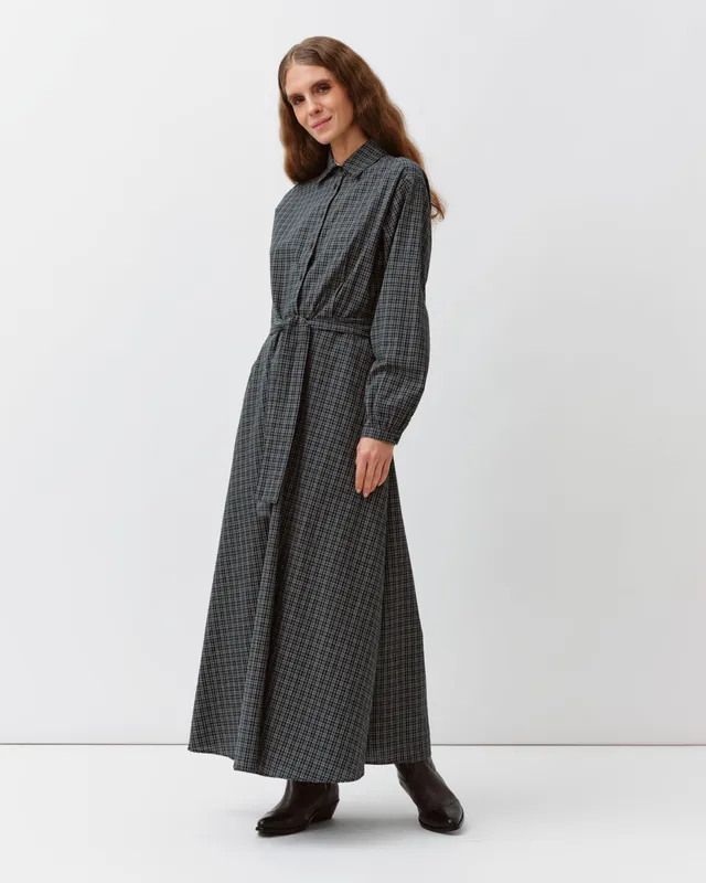 DIEGA RIORA robe vert bleu à carreaux
