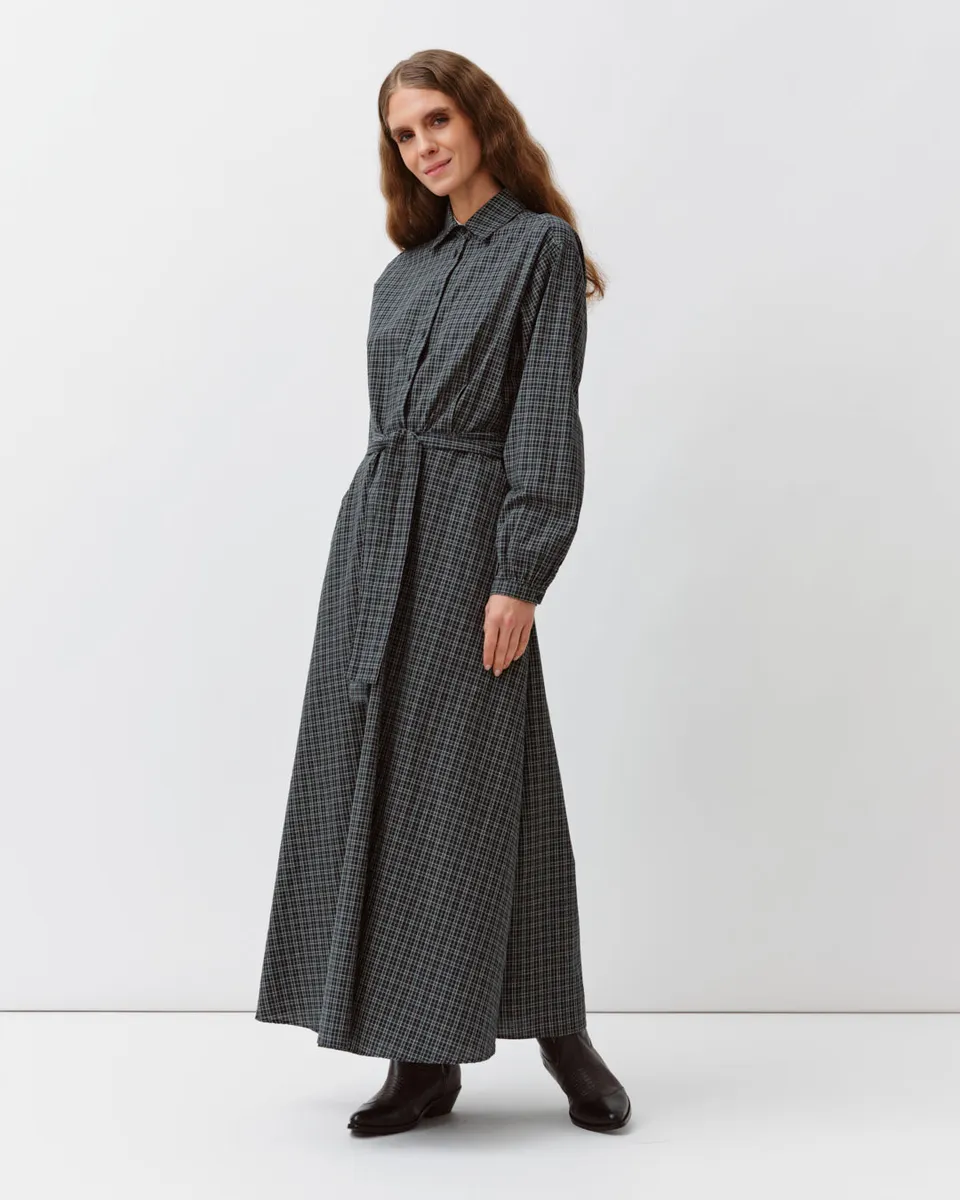 DIEGA RIORA robe vert bleu à carreaux