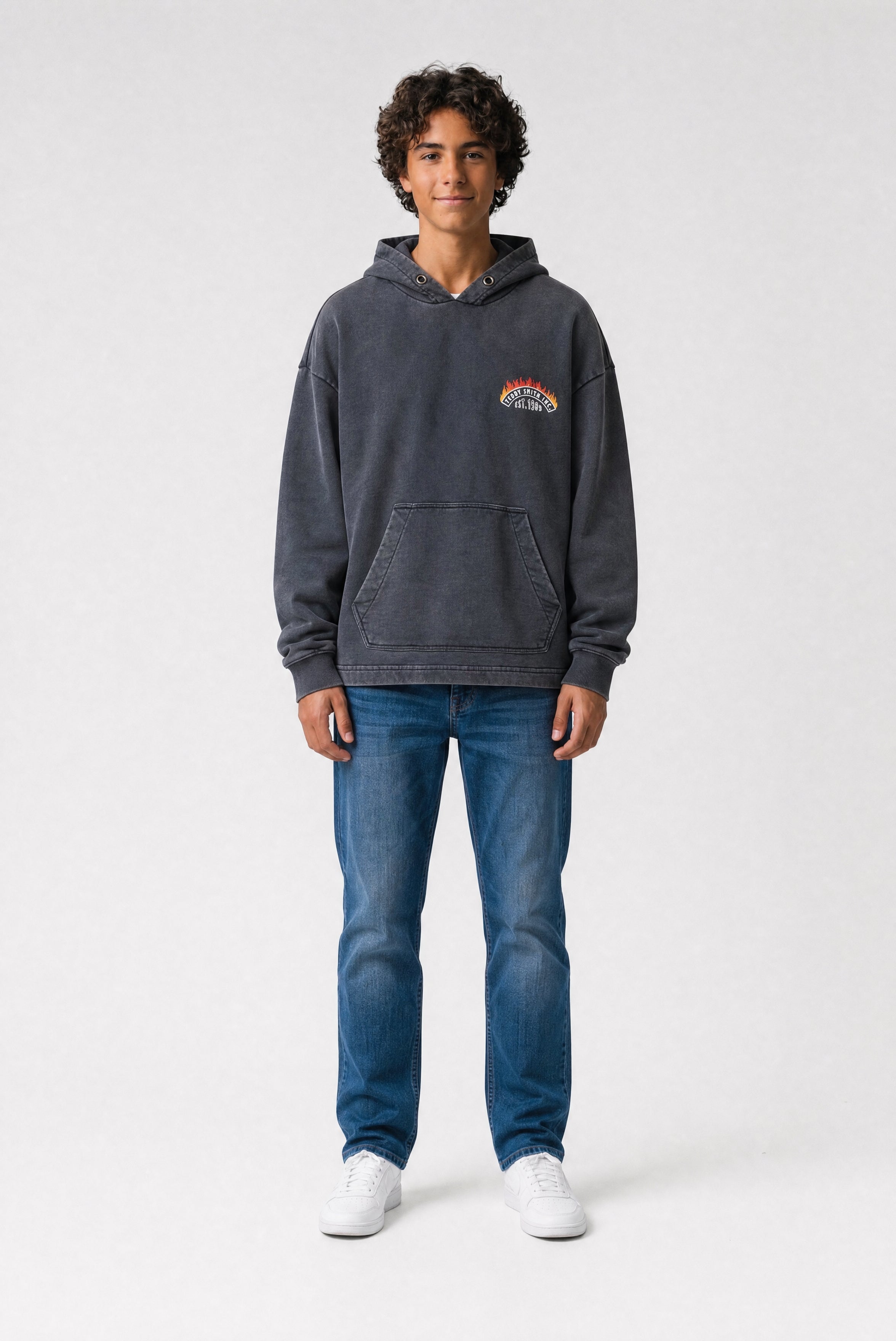 Teddy Smith S-Feu Hoody Jr sweat à capuche garçon noir imprimé