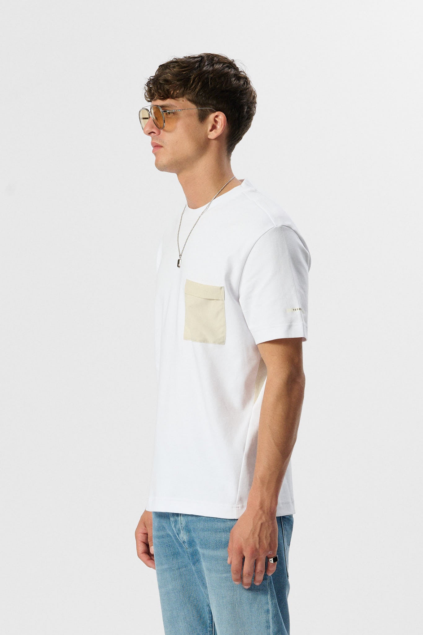 Teddy Smith T-Fergus t-shirt ample blanc poche nylon