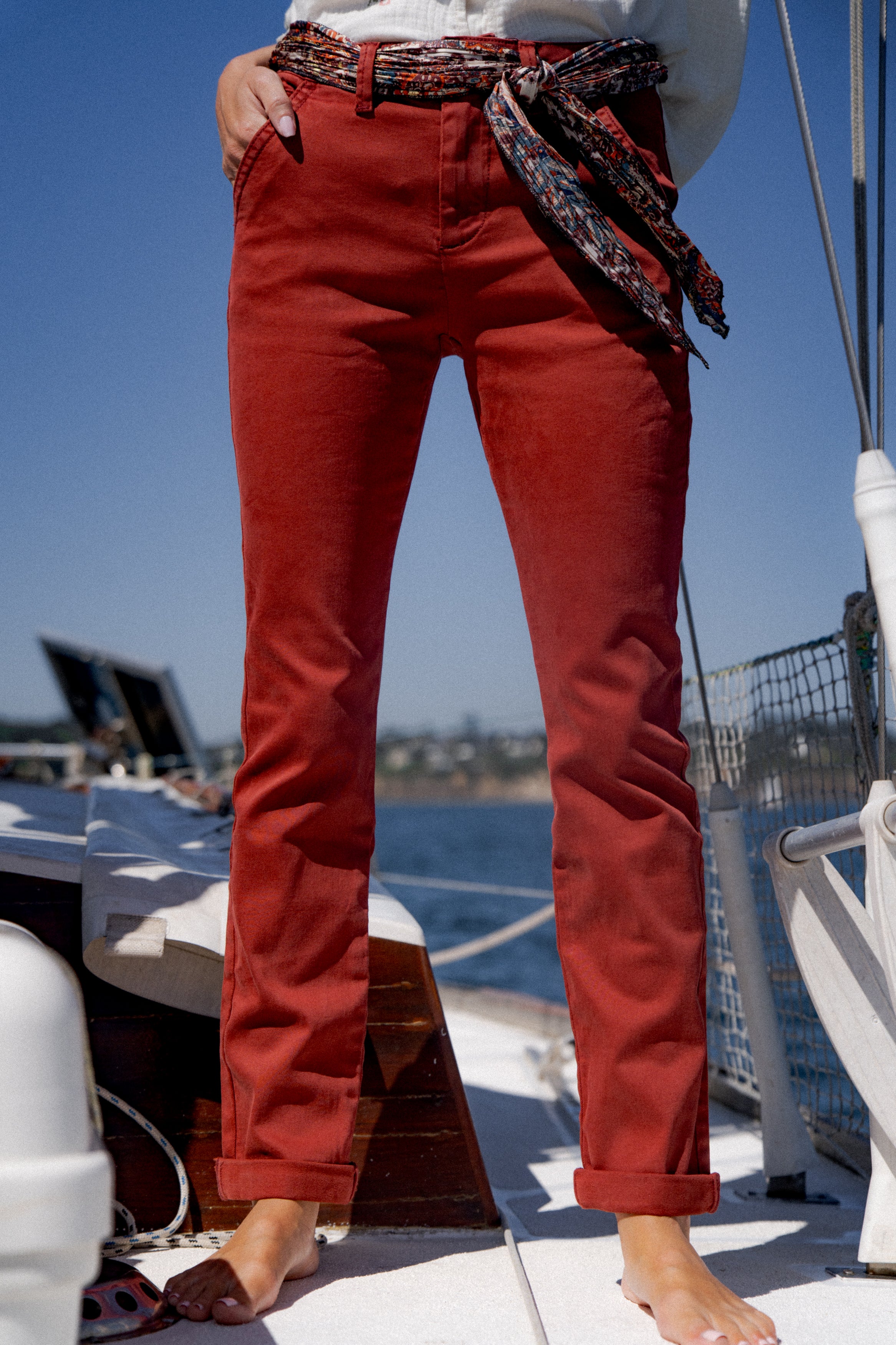 Maison Onado Thalia pantalon chino droit coton ceinture