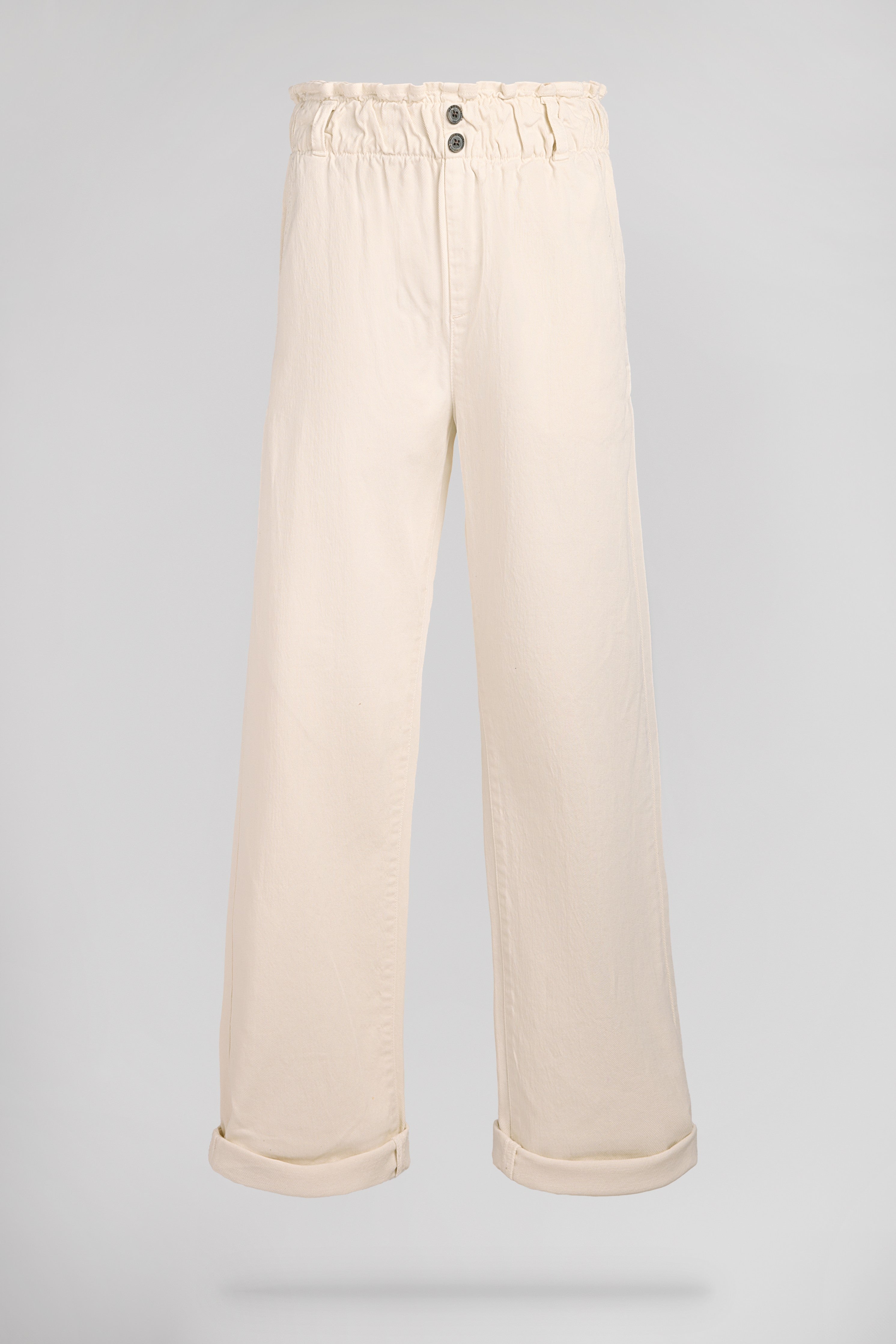 Teddy Smith P-Paperbag Pantalon Femme Blanc Taille Haute