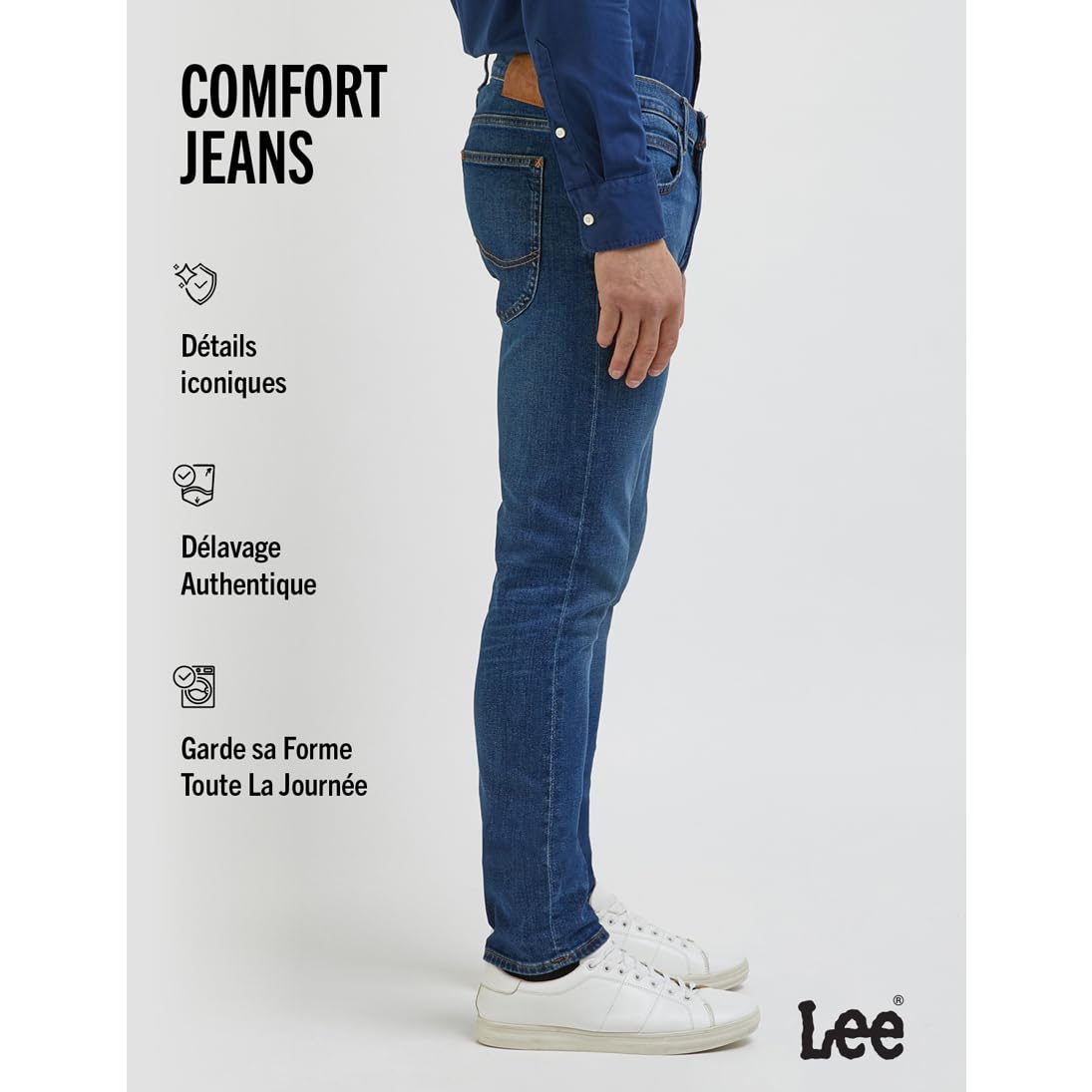 Lee Luke jean droit homme délavé gris