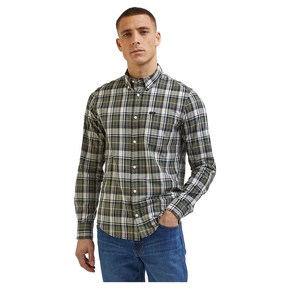 Lee Bouton Down t-shirt homme Prep Blue col boutonné