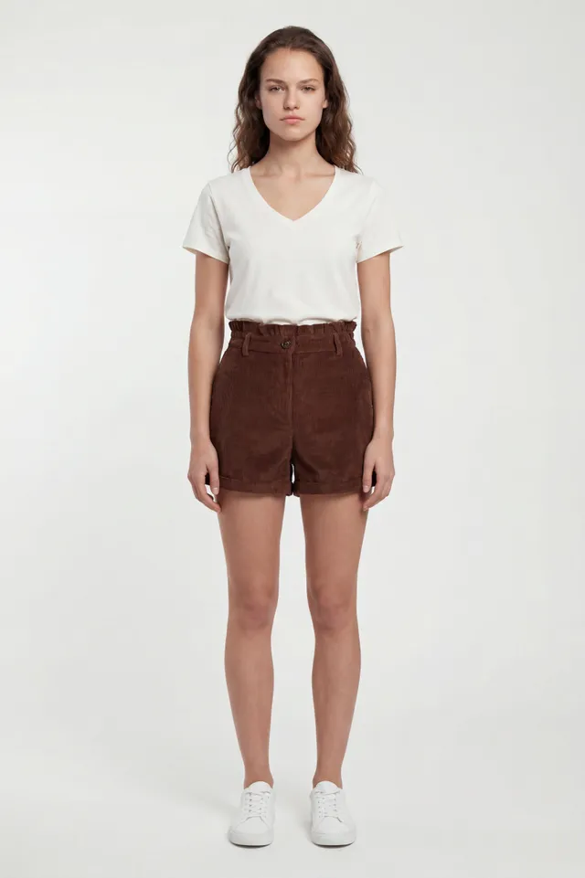 Teddy Smith S-Aloïs Chocolat short femme velours taille haute