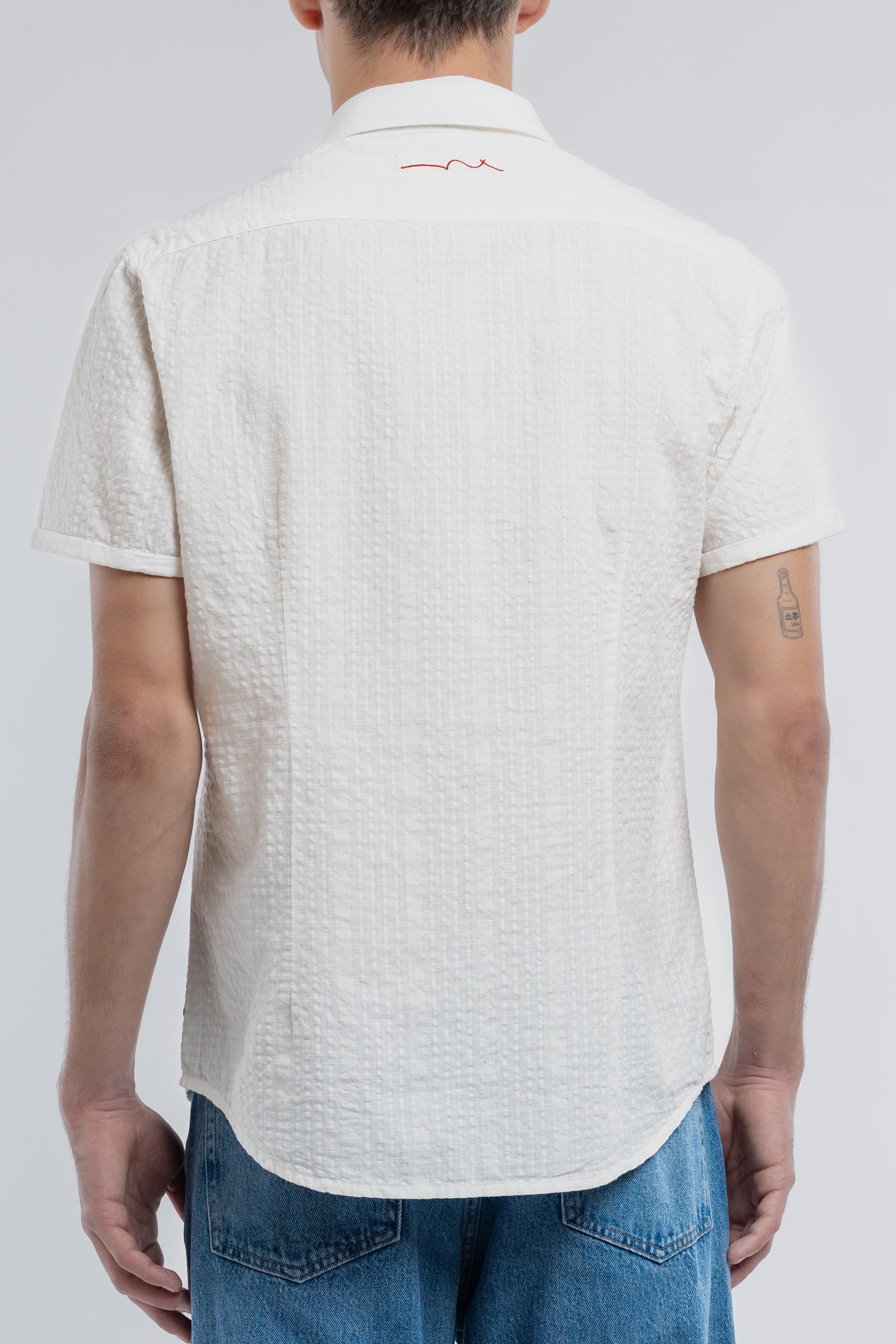 Teddy Smith Cut 2 MC chemise slim blanche fil à fil