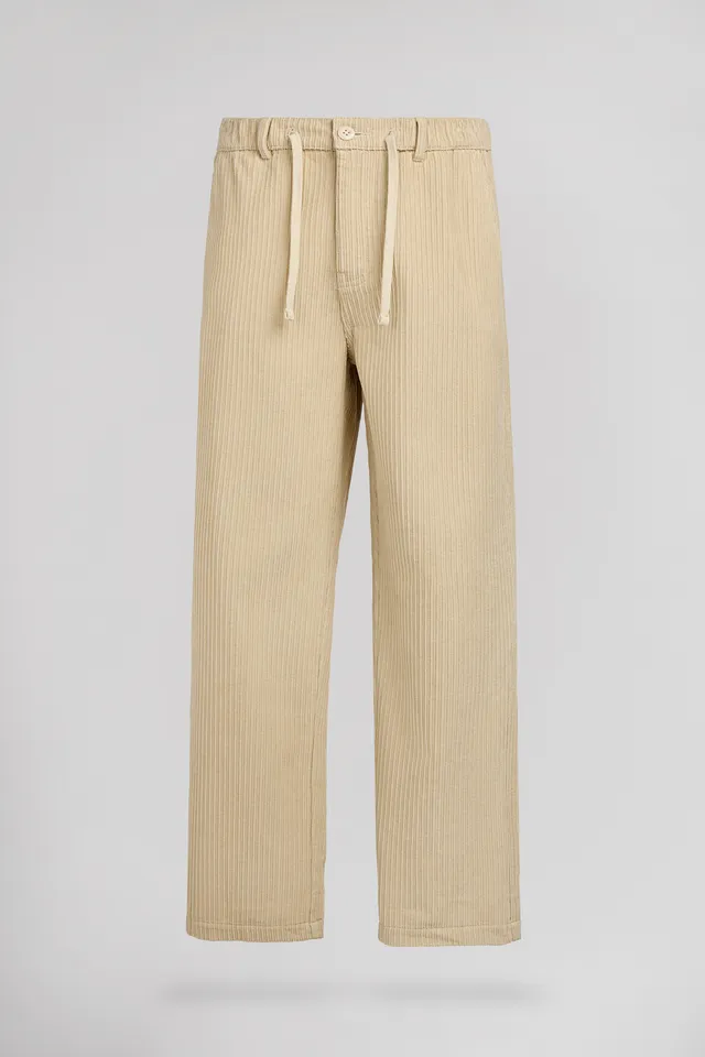 Teddy Smith P-York Velvet pantalon crème large velours