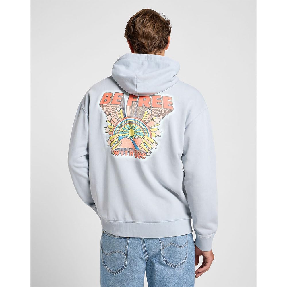 Lee Relaxed Graphic Hoodie sweat homme gris béton M