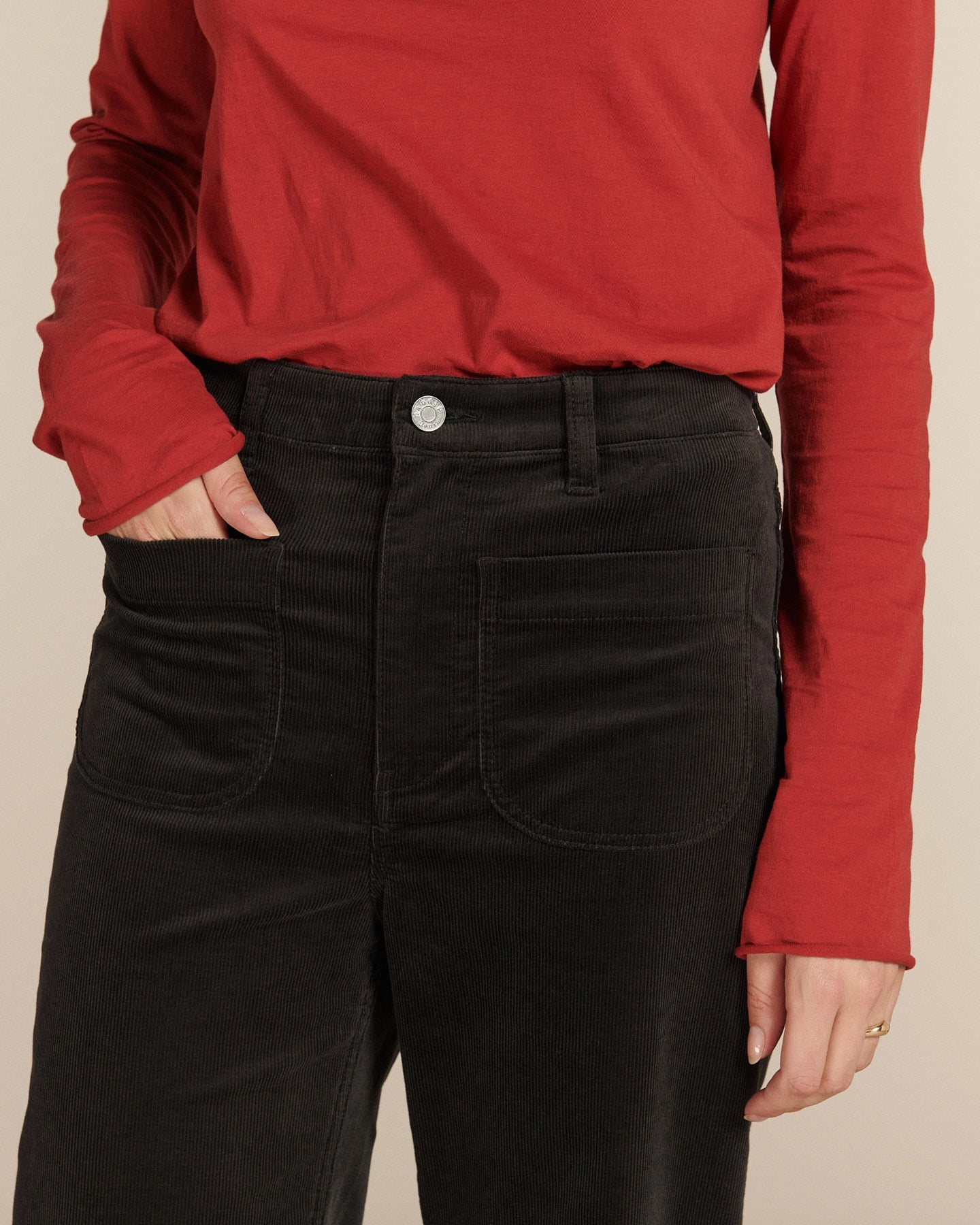 Labdip Samuel Velvet pantalon taille haute ardoise