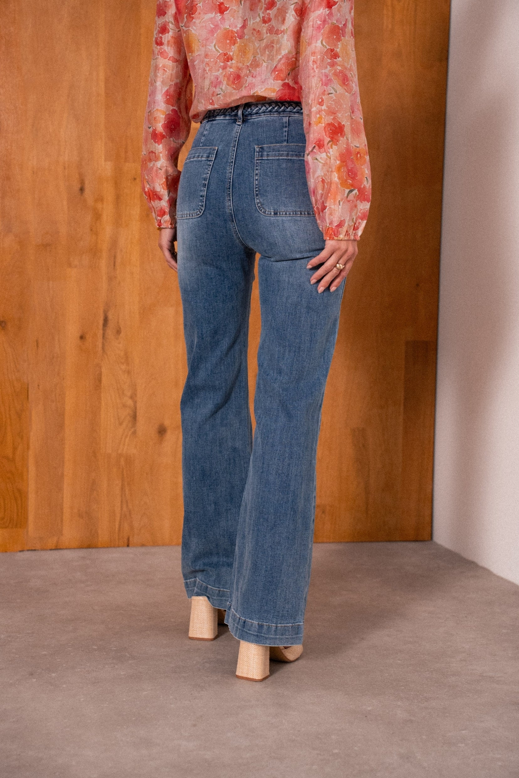 Maison Onado Juline jean flare denim bleu stretch