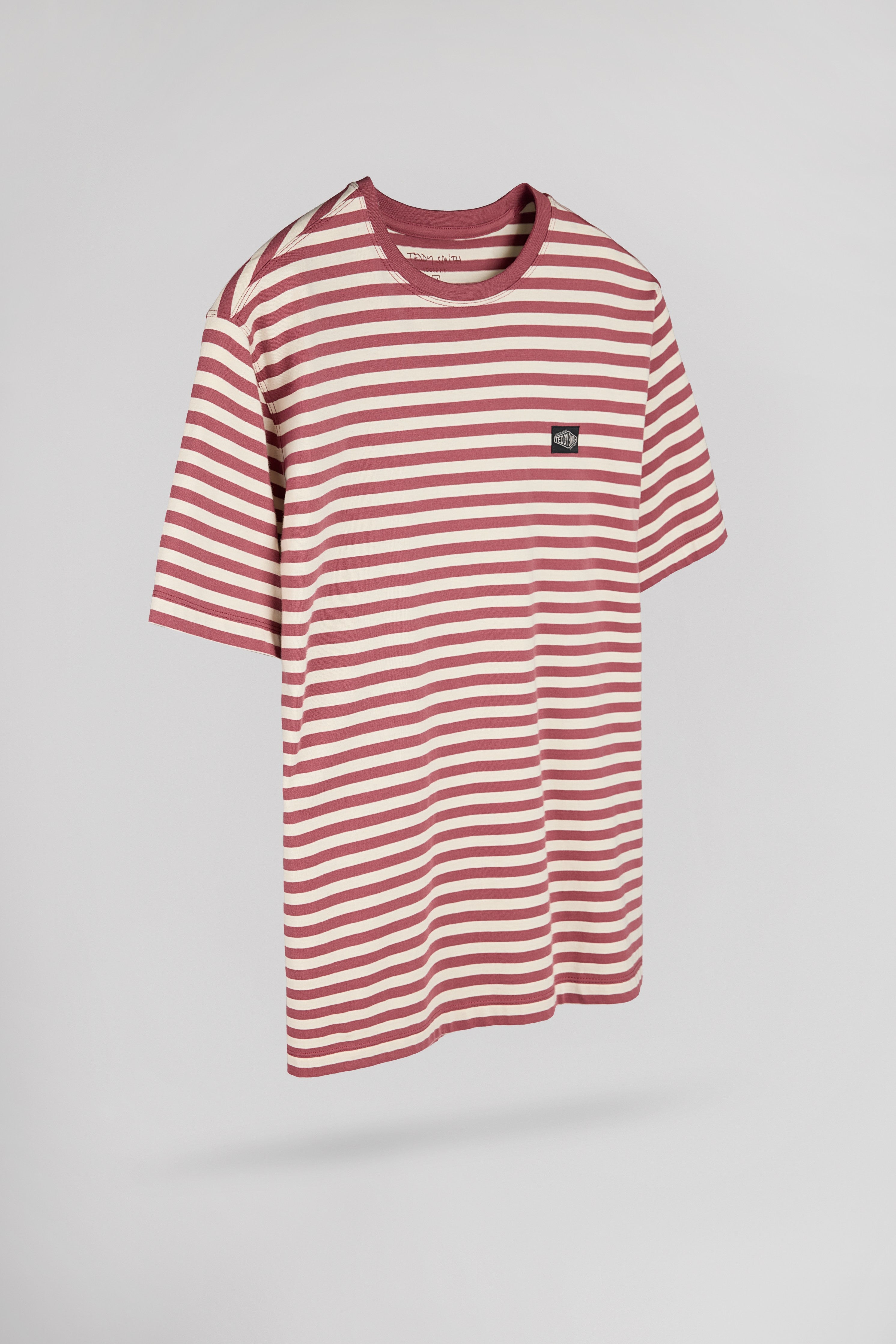 Teddy Smith T-Stry T-Shirt Framboise Foncé Rayé Ample