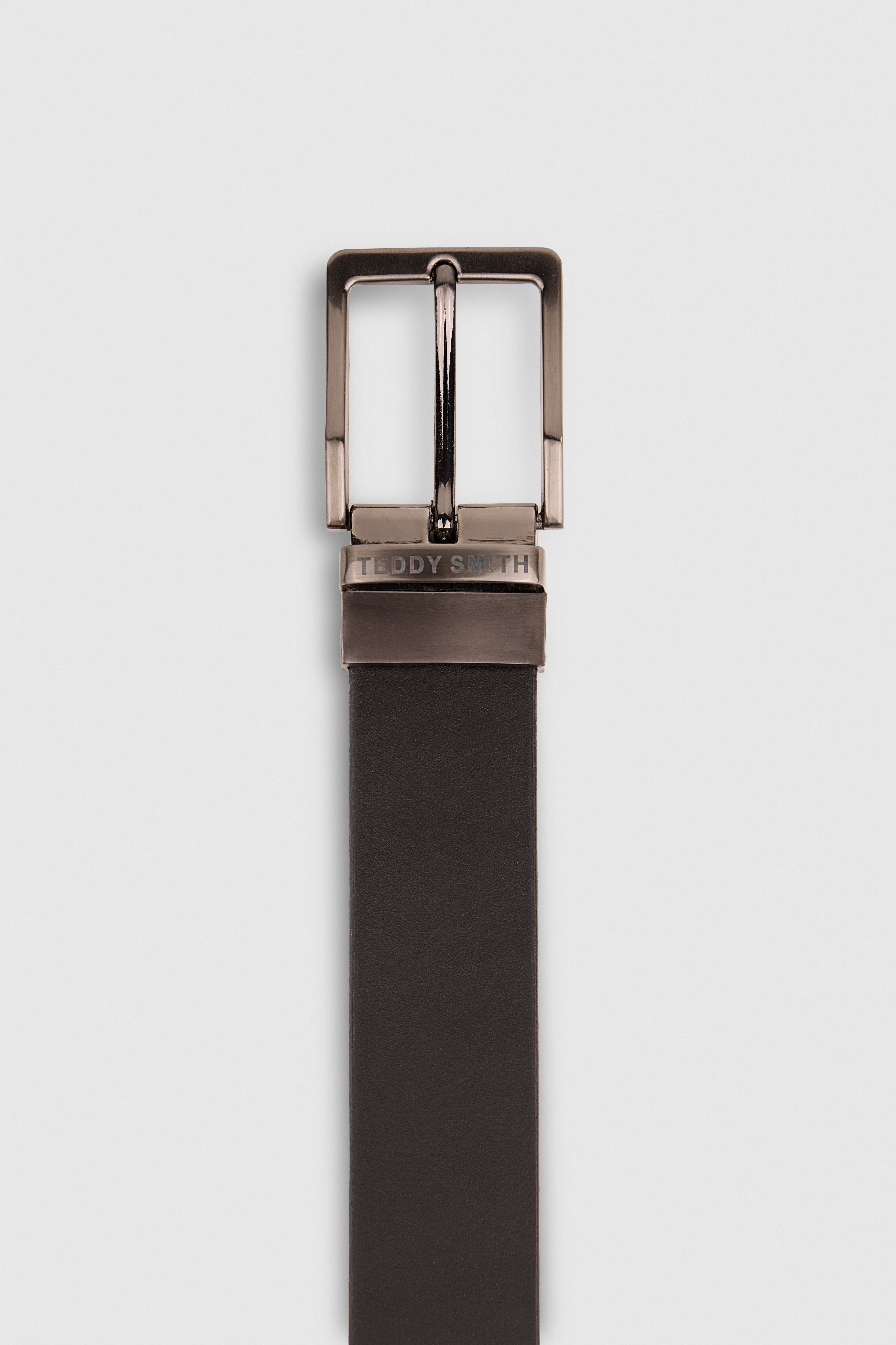 Teddy Smith C-Orwin ceinture homme noir marron cuir réversible