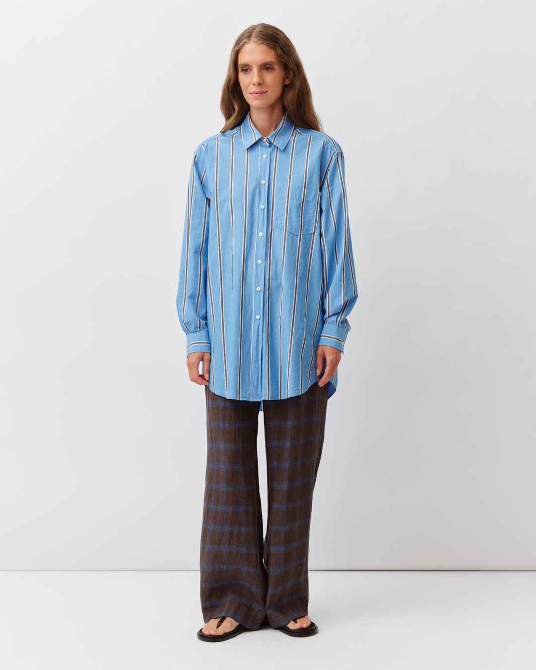 DIEGA CAMELA chemise droite bleu chocolat