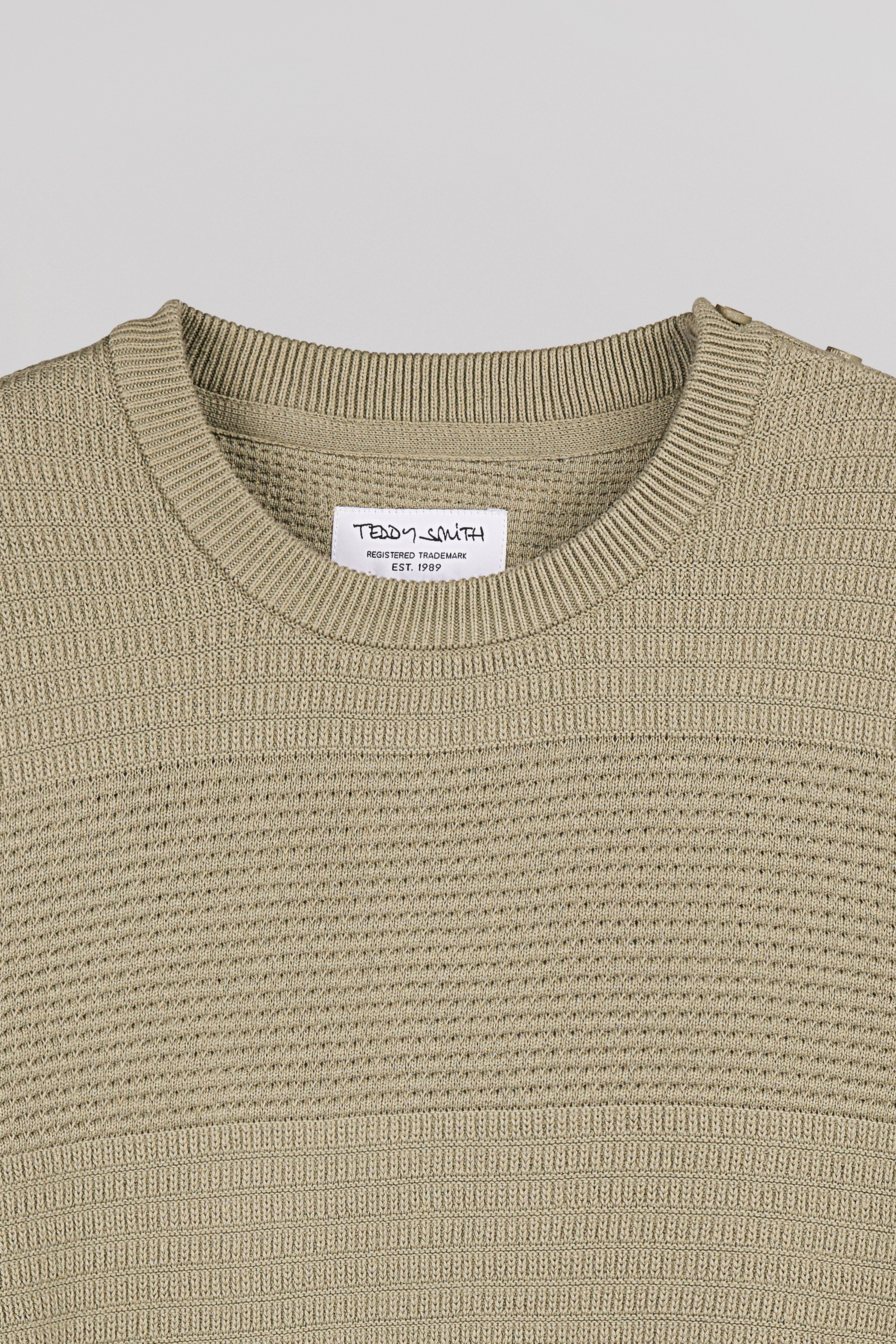 Teddy Smith P-Roni pull col rond bleach kaki